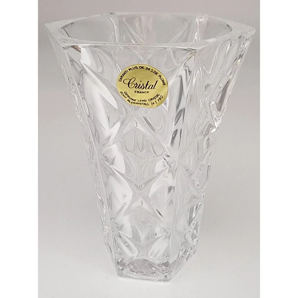 Avon Crystal Bud Vase Clear 24% Lead Crystal France Boxed 5